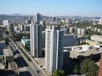 Blick vom Koryo Hotel in das Stadtzentrum von Pyongyang